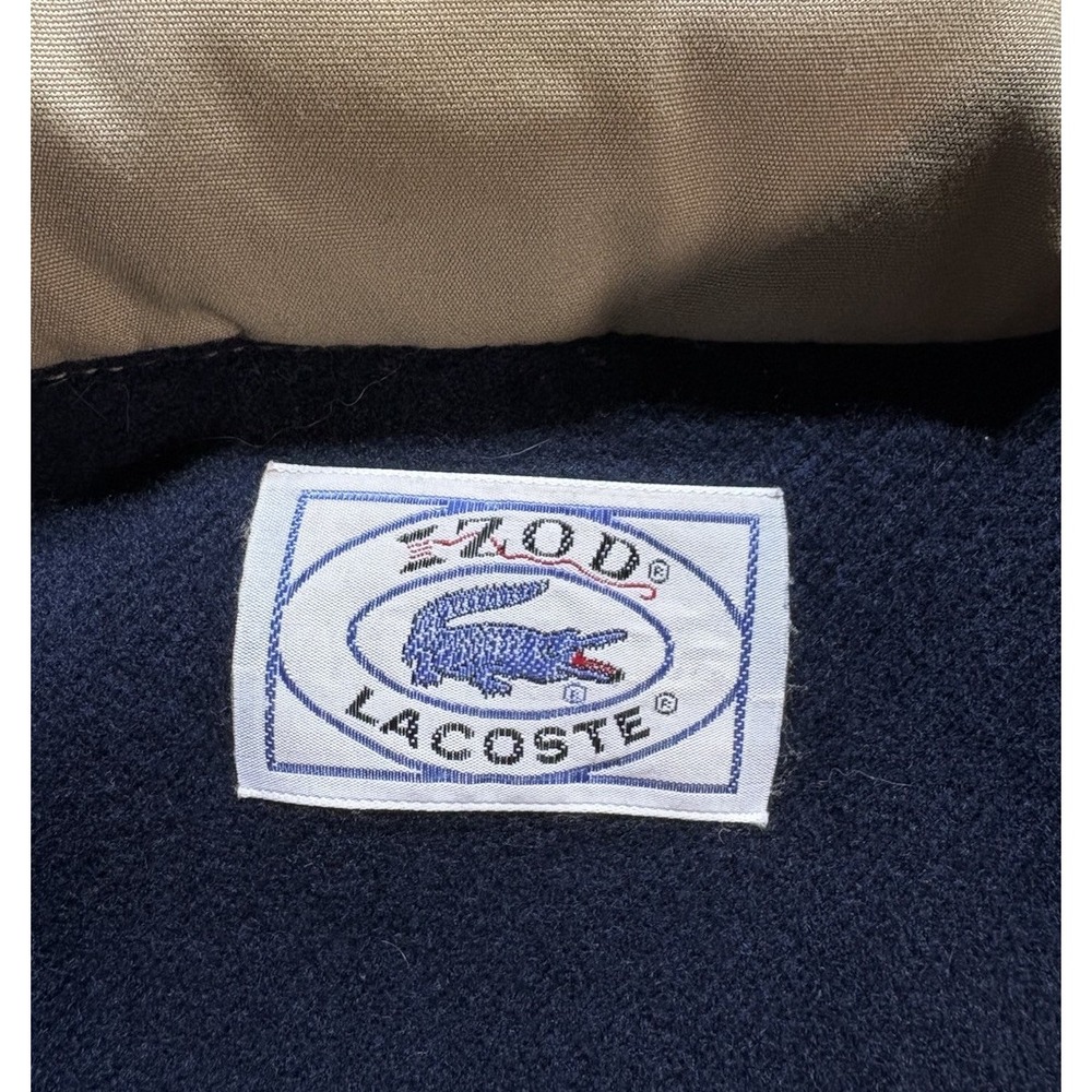 Vintage 70s Izod Lacoste Bomber Jacket Mens XL Beige Fleece Lined Packable Hood - Picture 11 of 16